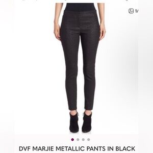 Diane Von Furstenberg Marjie metallic Black Skinny Pants. 28” length